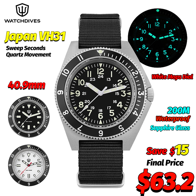 Watch Accessories - Watchdives WD1972 montre à Quartz saphir