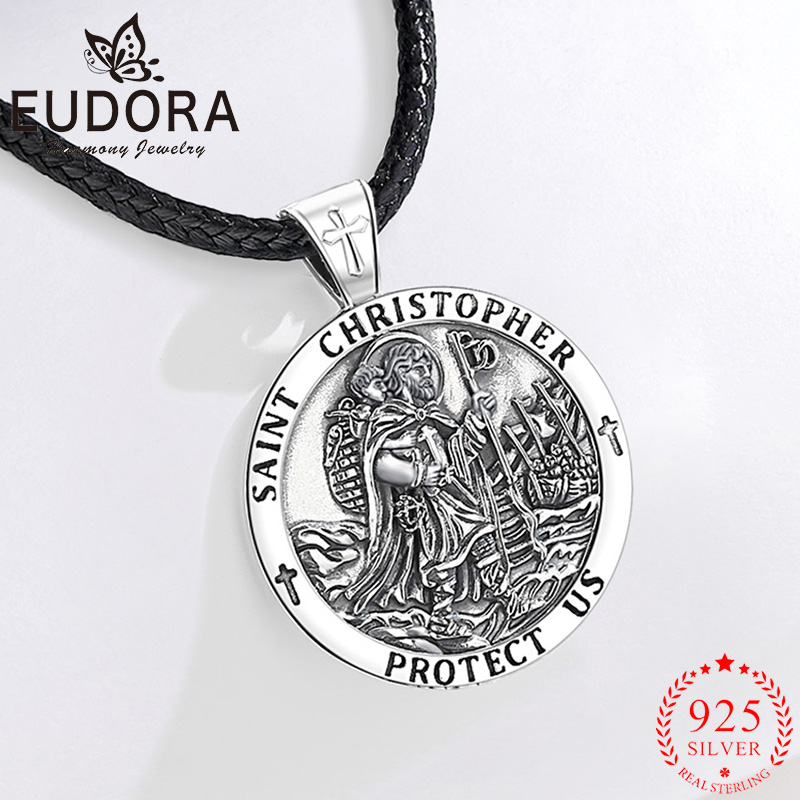 925 Sterling Silver Chain Necklace Men - Eudora nouveau 925 argent Sterling Saint