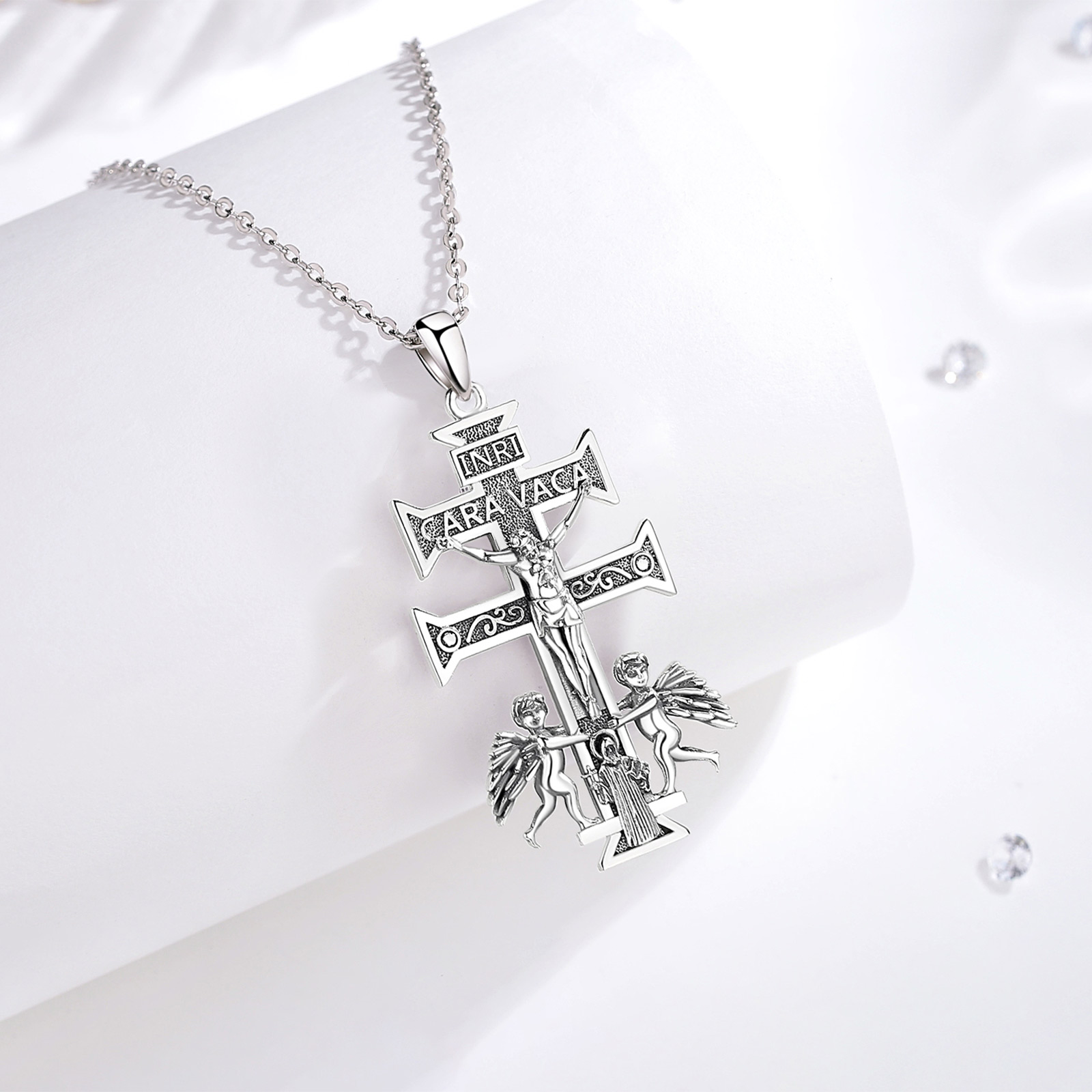 Eudora-Collier croix Caravaca  - 925 Sterling Silver Chain Necklace Men avis et prix