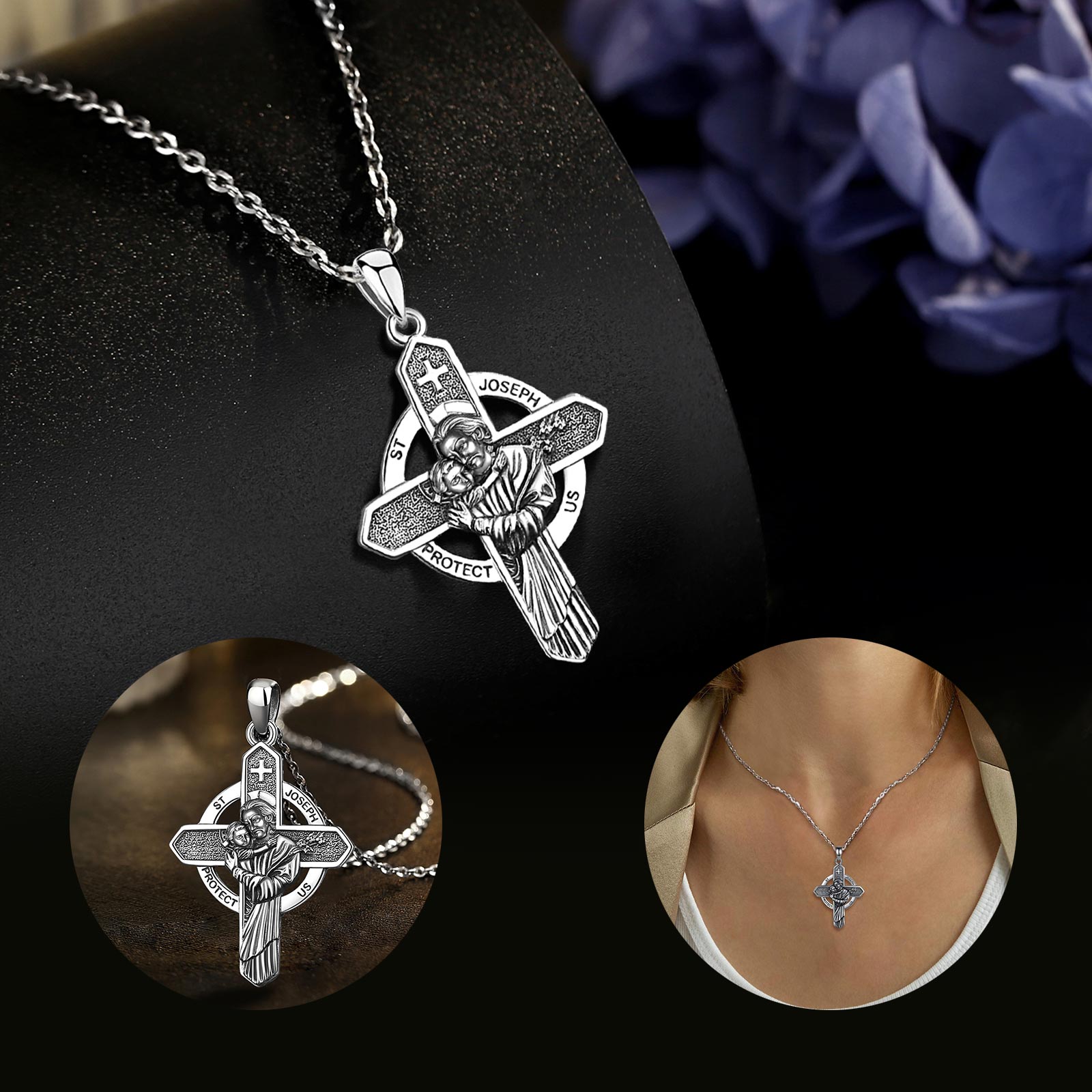 Collier Saint Joseph en argent - 925 Sterling Silver Chain Necklace Men avis et prix